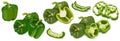 Set of green bell peppers. Vector illustration.