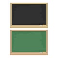 Set of green and black blackboard with wooden frame, flat design Royalty Free Stock Photo