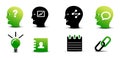 Set of green and black business icons