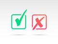 Set of Green Check Mark Icon and Red X cross Royalty Free Stock Photo