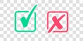 Set of Green Check Mark Icon and Red X cross Tick Symbol Royalty Free Stock Photo