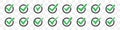 Set of green check marks or ticks icons