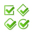 Set of green checkmarks for the interface.Icons yes, approved, right. Collection of confirmation symbols