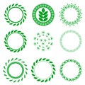Set of Green Circle Floral Frames