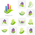 Set of Green city Logo Concepts. Symbol icon of residential and city. Building vector - Vector Royalty Free Stock Photo