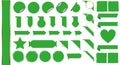 Set of green colored banners, ribbons, stickers and other vector design elements