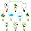 Set of green eco concept, element inside the light bulb Royalty Free Stock Photo