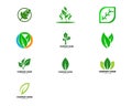 Set of Green Eco Leaf Vector Logo Icon Design Template illustration Royalty Free Stock Photo