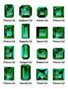 Set of green emeralds with rectangle cuts Royalty Free Stock Photo
