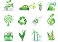 Set of green environmental icons Royalty Free Stock Photo