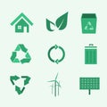 Set of green environmental icons Royalty Free Stock Photo