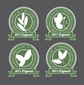 Set of green essential oil labels.