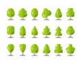 Set green flat tree icons isolated on white background. Modern style design. Different types of trees. Vector illustration Royalty Free Stock Photo