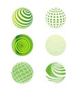 Set of Green Globes Vector Illustration