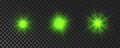 Set of green glowing sparkling stars Royalty Free Stock Photo
