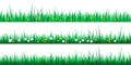 Set of green grass borders isolated on white background