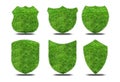 Set green grass shields on white background Royalty Free Stock Photo