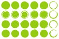 Set of green grunge circles shapes on a white background Royalty Free Stock Photo