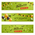 Set of Green Halloween Banner with Lettering Sale