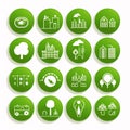 Set of green icons on the theme of ecology. Vector illustration Royalty Free Stock Photo