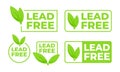 Set of green labels with Lead free text sign, label. Vector illustration