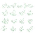 Set of green leaves design elements. Green sprout green leaves symbol icon set Royalty Free Stock Photo