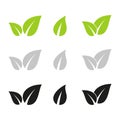 Set of green leaves design elements. This image is a vector illustration Royalty Free Stock Photo