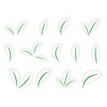 Set of green leaves design elements. Green sprout green leaves symbol icon set Royalty Free Stock Photo