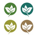 Set Green Leaves Ecology Logo Template Illustration Design. Vector EPS 10 Royalty Free Stock Photo