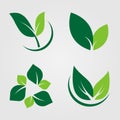 Set green leaves Icon,natural label on white background.Vector illustration Royalty Free Stock Photo