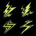 Set of green lightning icons