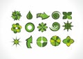Set of green logo elements