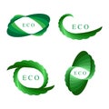 Set Green Logo Elements Isolated on White. Rounded Ecological Templates for Corporate Logotypes