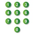 Set green number button icon with shadow