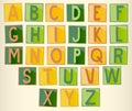 Set of green and orange uppercase alphabet Royalty Free Stock Photo