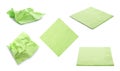 Set with green paper napkins on background Royalty Free Stock Photo