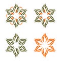 Set Green Petals Blossom Flower Logo Template Illustration Design. Vector EPS 10 Royalty Free Stock Photo