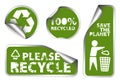 Set of green recycle labels Royalty Free Stock Photo