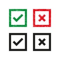 Set of green and red cross and hook Checkmark OK and X icons Symbols YES and NO button for vote decision Royalty Free Stock Photo