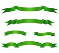 Set of green ribbon banners. Scroll elements. Vector illustration. Royalty Free Stock Photo