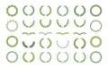 Set of green silhouette laurel foliate, olive and oak wreaths. Vector illustration for your frame, border, ornament design,