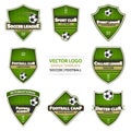 Set of green soccer logo. Football logotype.