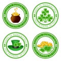 Set of green stamps with four leaf clover Royalty Free Stock Photo