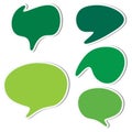 Set of smooth round green sticker speech bubbles