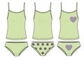 Set of green tank top and briefs lingerie. Diffirent designes