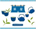 Set of green tea design concepts with hot drink