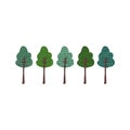 Set of green trees doodle drawing Hand drawn flat vector illustration in cartoon style isolated on white background Royalty Free Stock Photo