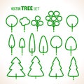 Set of green trees icons