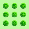 Set of green vector elements For Ui Game
