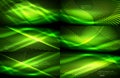 Set of neon smooth wave digital abstract backgrounds Royalty Free Stock Photo